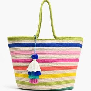 America & Beyond Colorful Striped Tote Bag